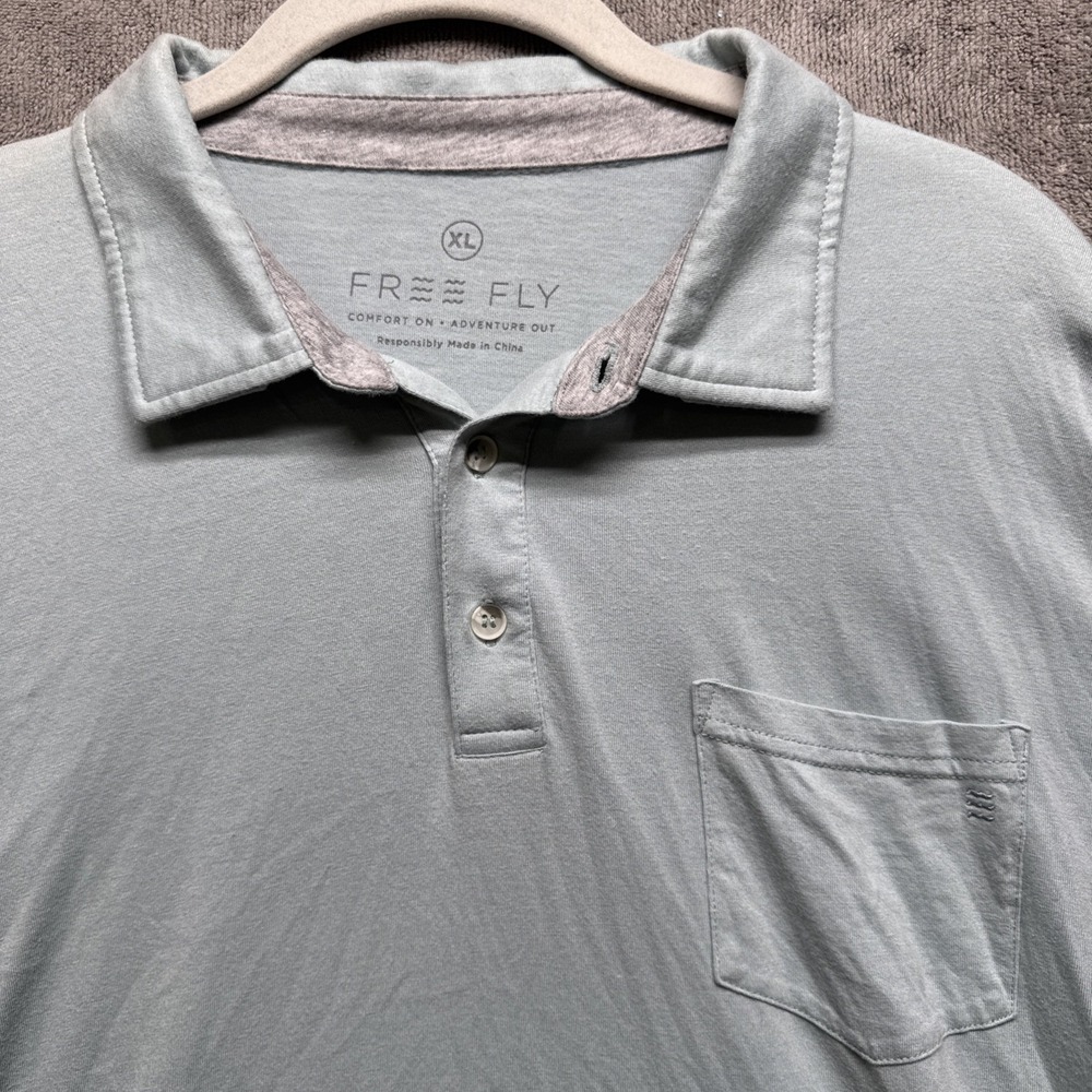 Free Fly Shirt Mens XL Blue Polo Performance Bamboo Short Sleeve Casual